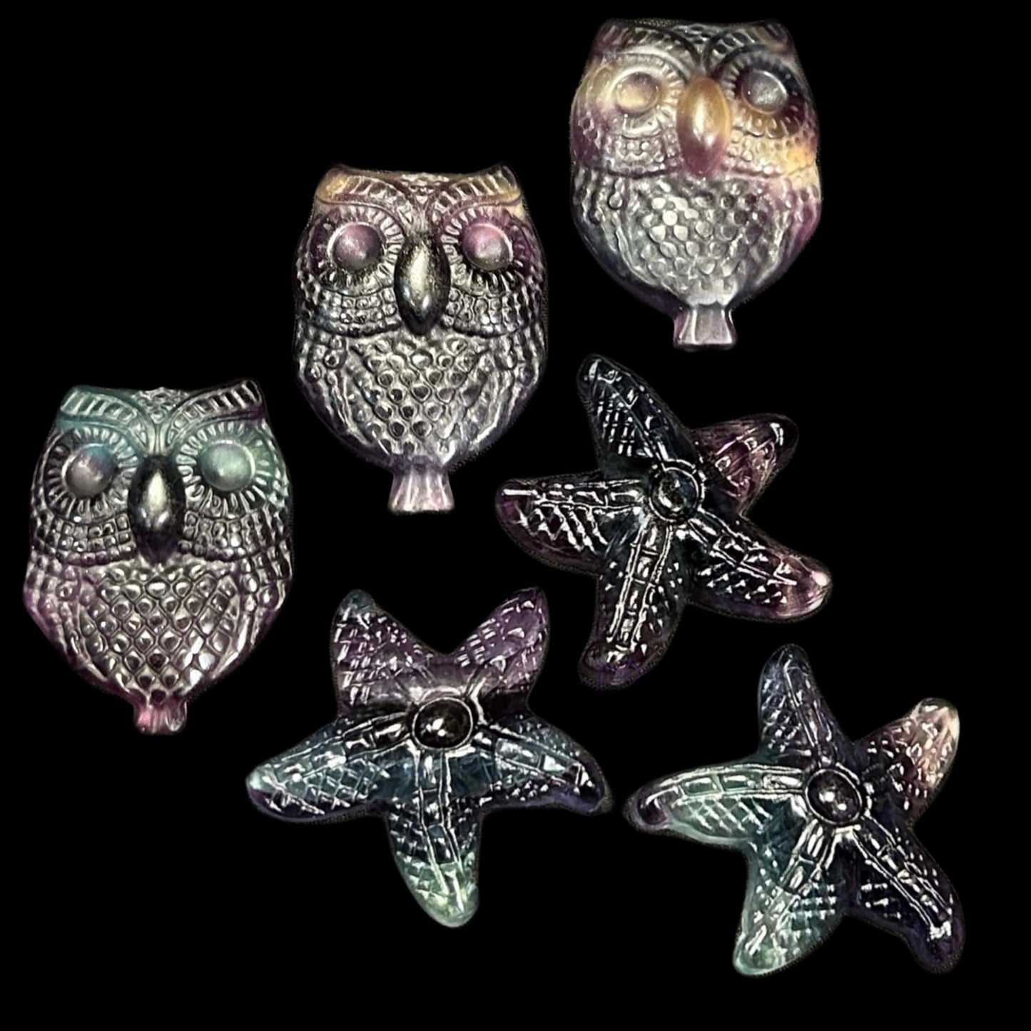 Fluorite Owls & Starfish