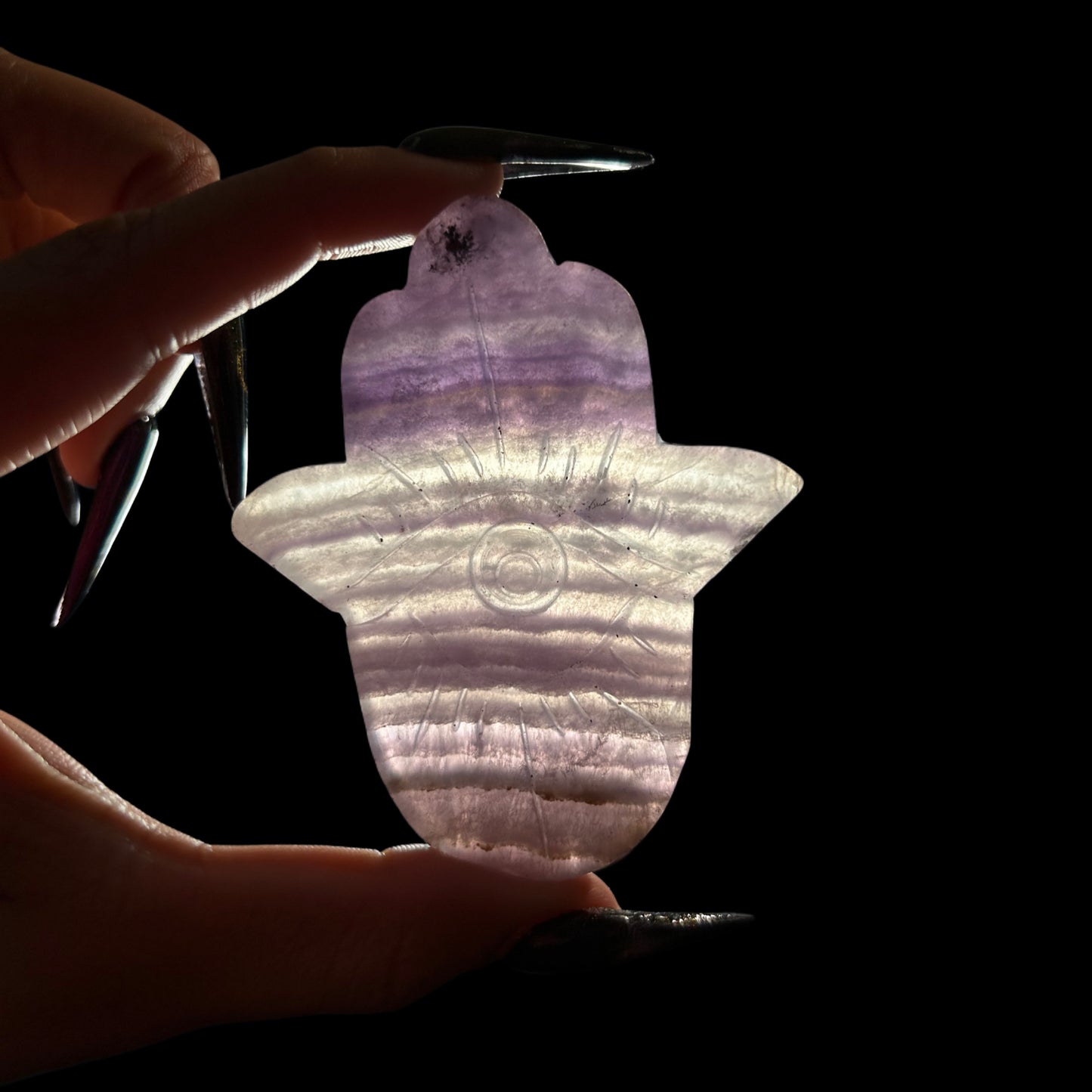 Fluorite Hamsa Palm Crystals