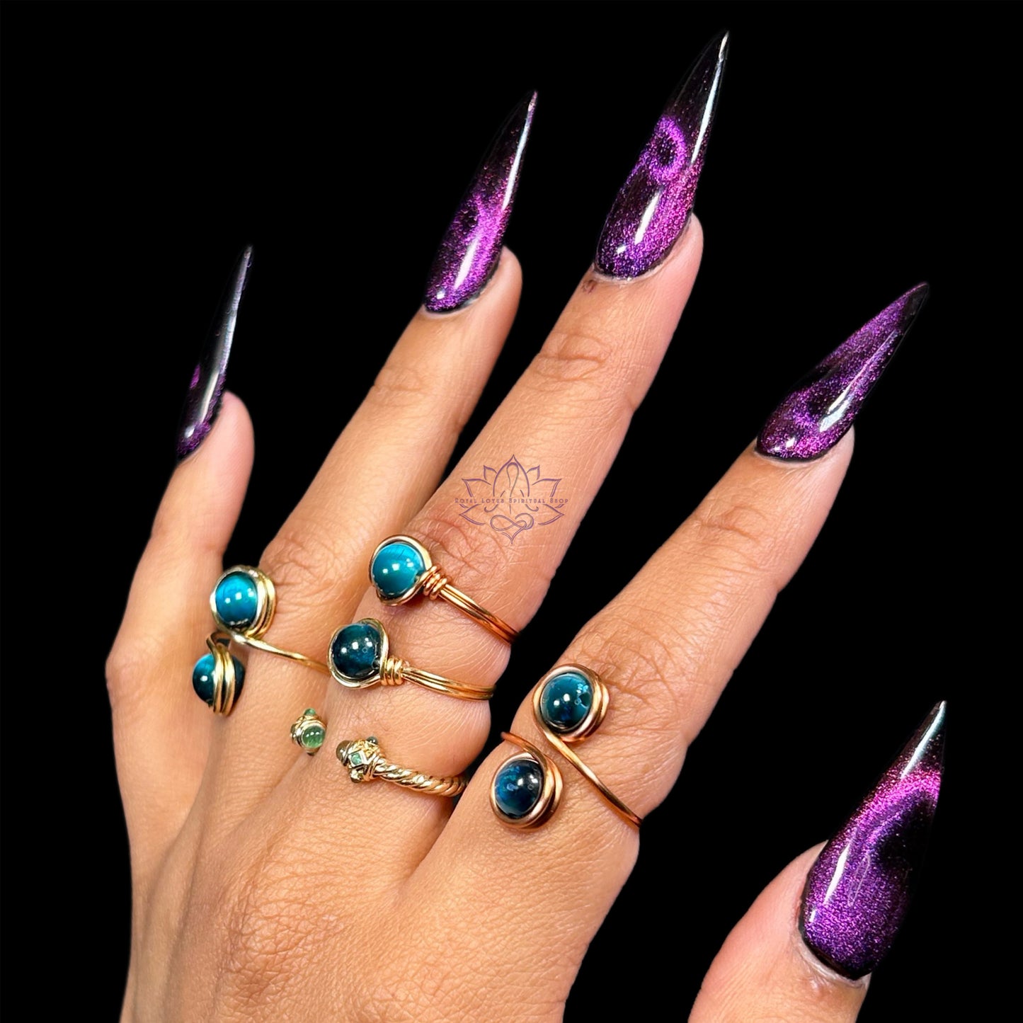 Blue Tiger's Eye Rings