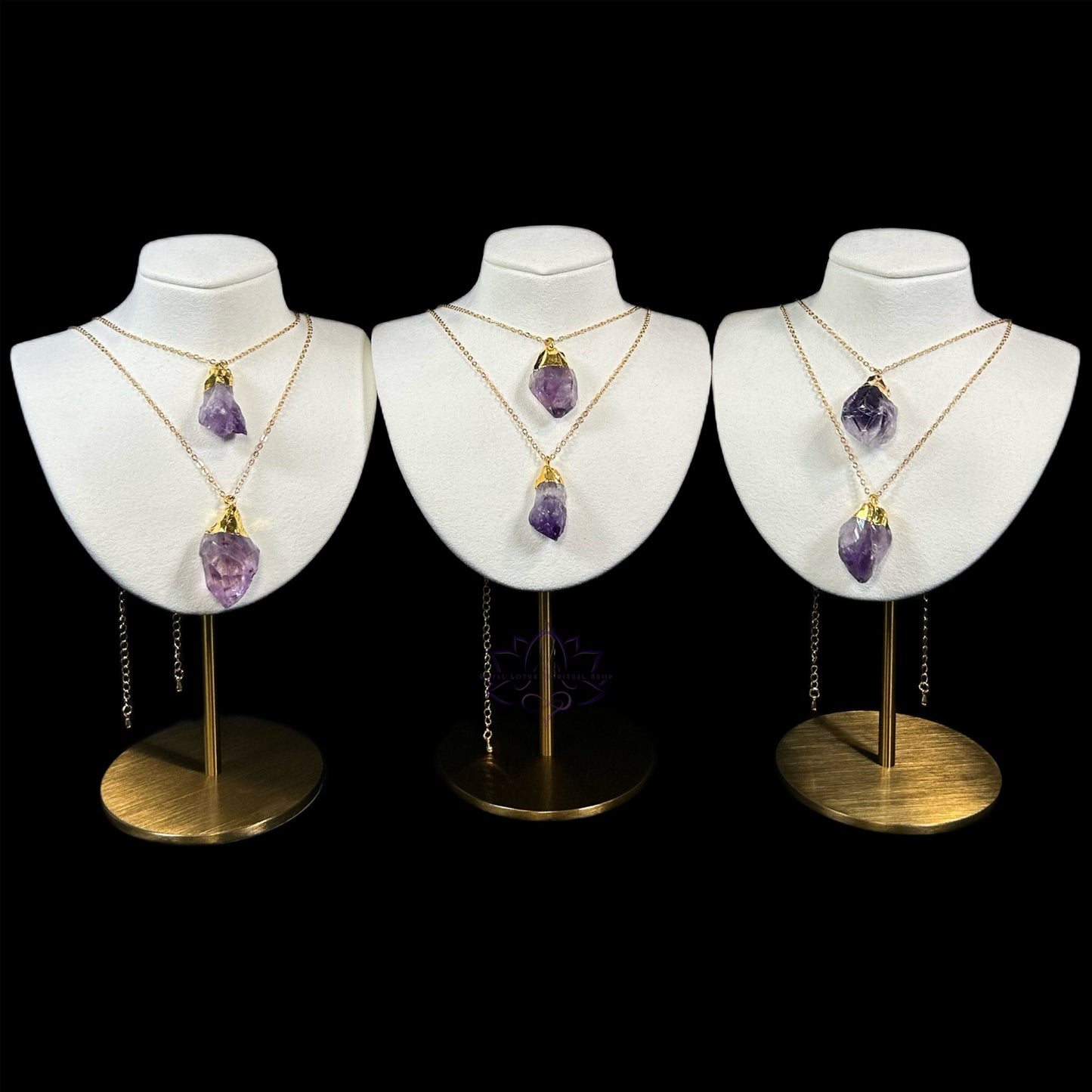 Raw Amethyst Mystery Gold Necklace