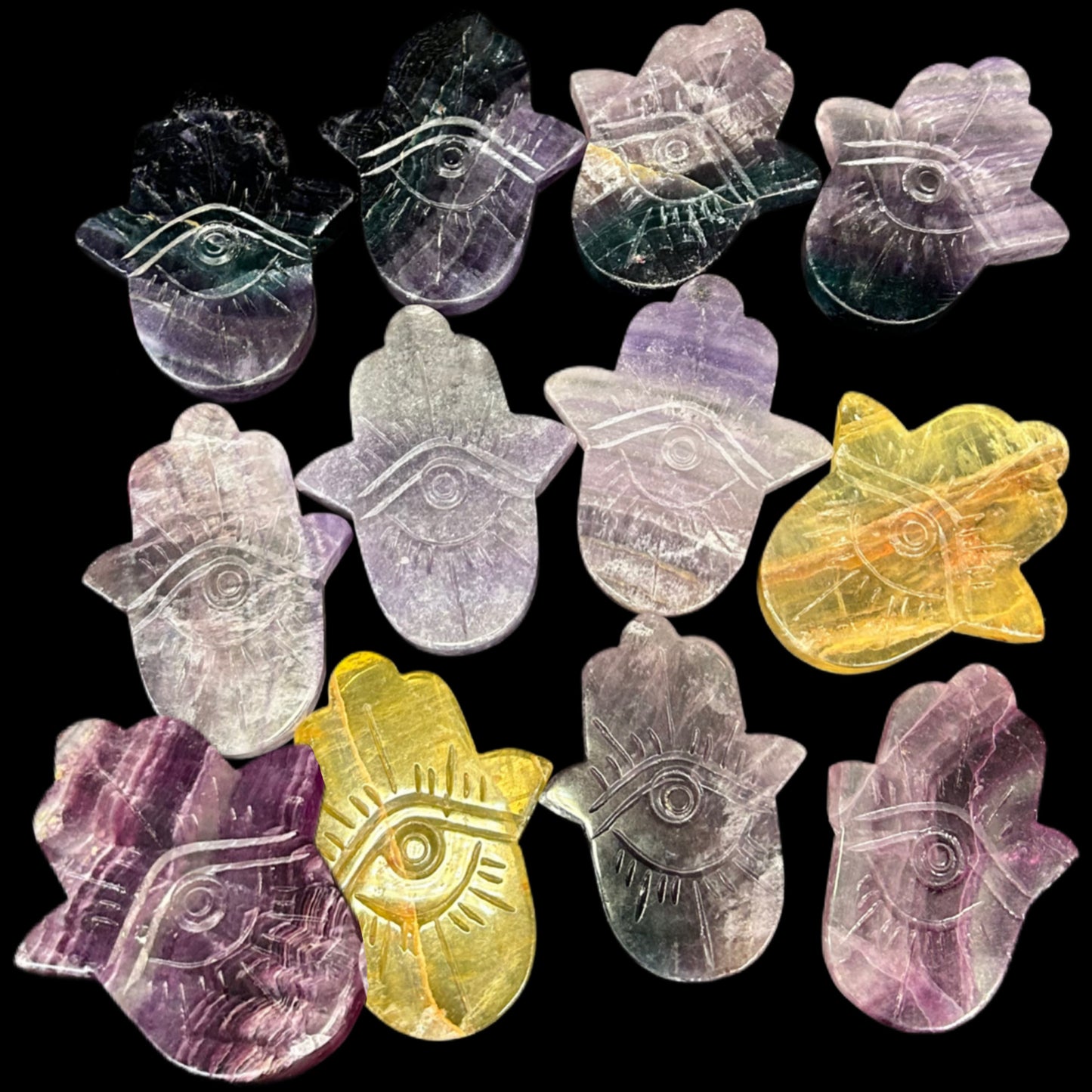 Fluorite Hamsa Palm Crystals